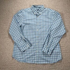 Vineyard Vines Men’s Sz L Button Down Blue Plaid On The Go Performance brrr Cool
